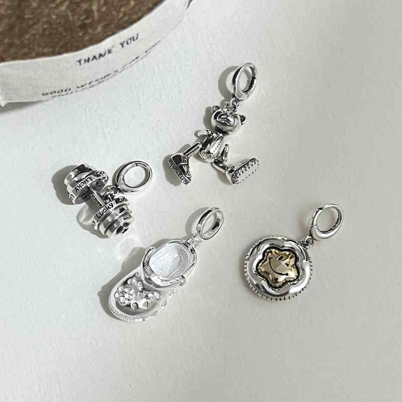 ネックレス 男女兼用 シルバー ジルコニア ベア ペンダント 組み合わせ シンプル ビンテージ スタイリ..