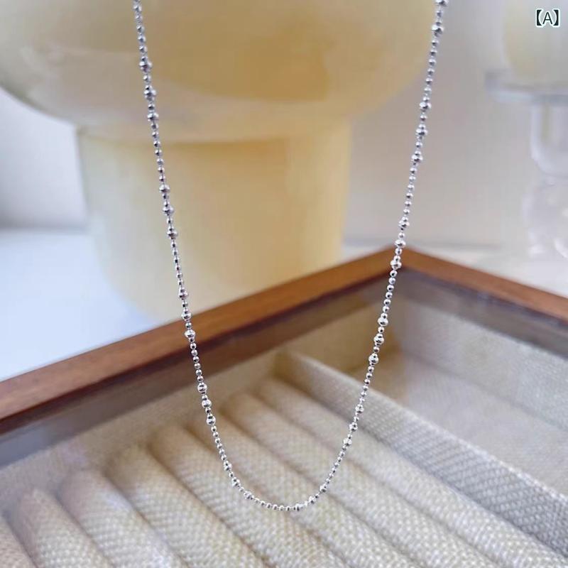 ネックレス レディース 純銀 ミニマリスト ファッション クール風 ベーシック 上品 ユニーク 高級感 鎖骨チェーン 方形ビーズ 丸ビーズ シンプル スタイリッシュ 日常使い ギフト アクセサリー ジュエリー シルバー チェーン モダン 洗練 トレンド