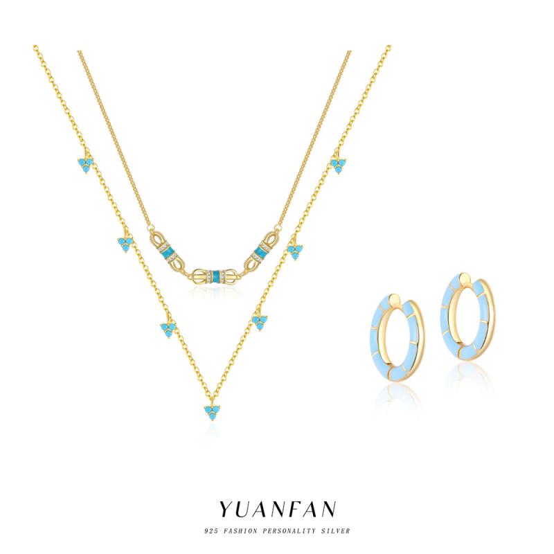 レディース イヤリング ネックレス セット ターコイズ タッセル デザイン ヴィンテージ風 シルバー 高..