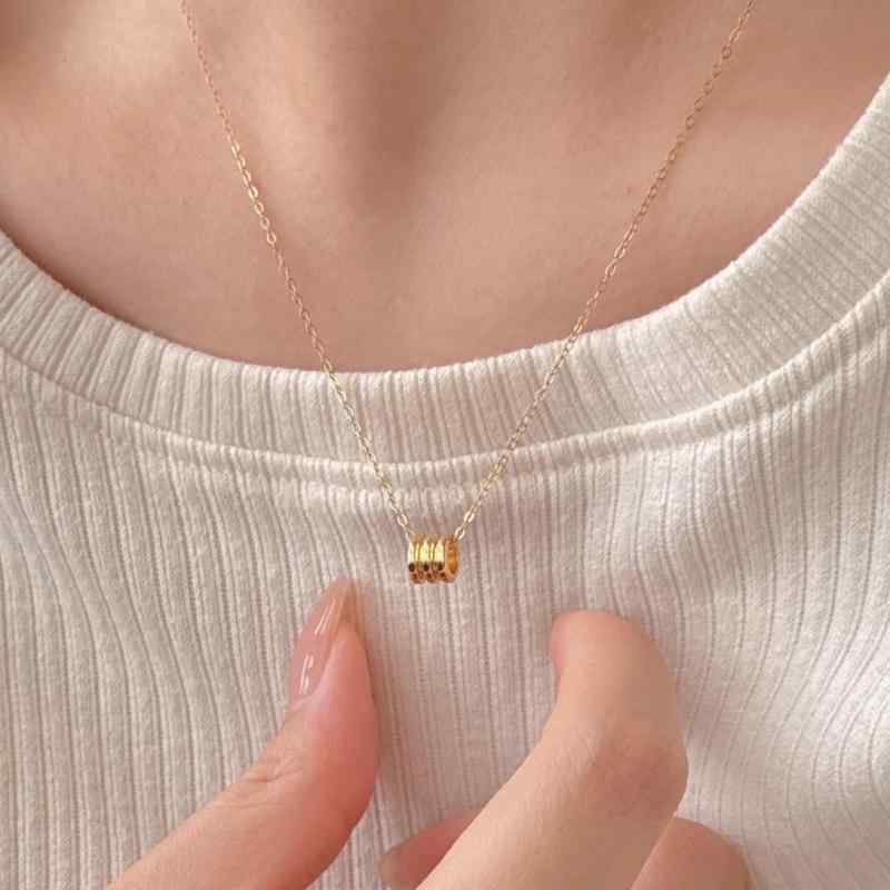 Rakuten - レディース ネックレス 純銀 ラッキー ビーズ チェーン シンプル デザイン 上品 気質 インフルエンサー ミニマル スタイル エレガント アクセサリー ジュエリー