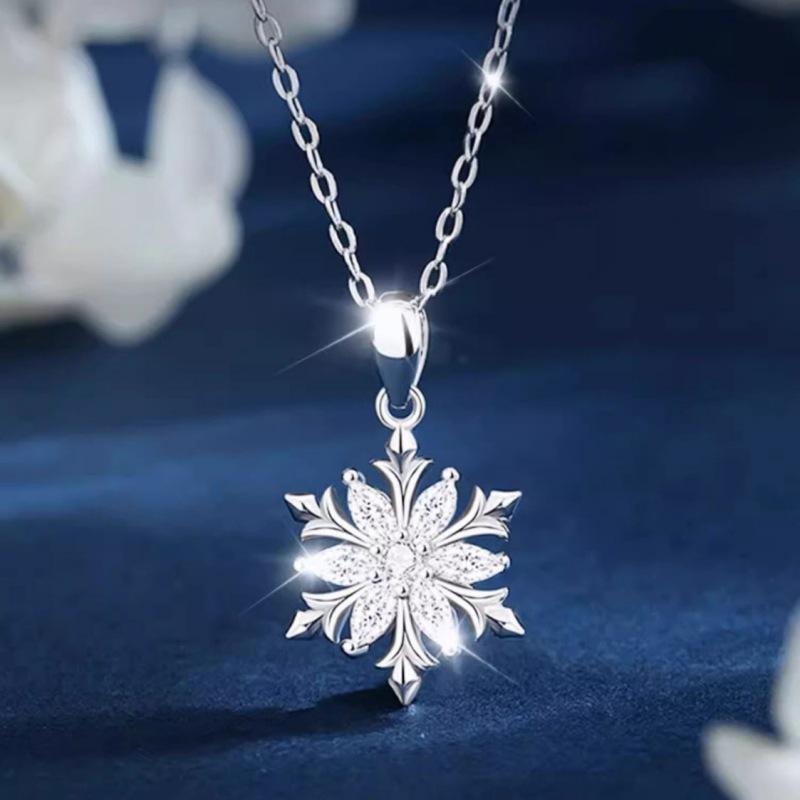 ネックレス レディース 純銀 雪花モチーフ ペンダント 鎖骨チェーン ロマンチック ファッション 汎用 ..
