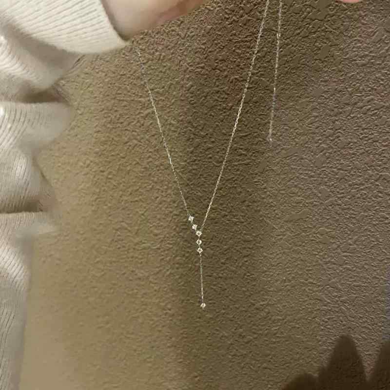 レディース ネックレス Y字 タッセル ジルコニア 925純銀 シンプル 高級感 鎖骨チェーン 華奢 キラキラ..