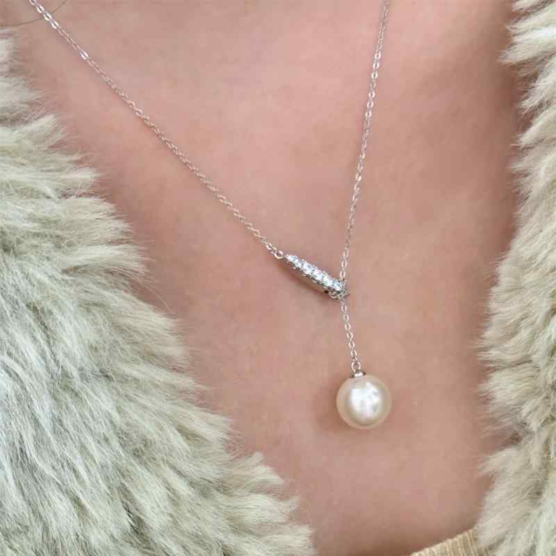 ネックレス レディース パール まつ毛モチーフ Y字 ペンダント 925シルバー 高級感 ユニークデザイン 汎用 軽量 女性向け アクセサリー ジュエリー シルバーアクセ