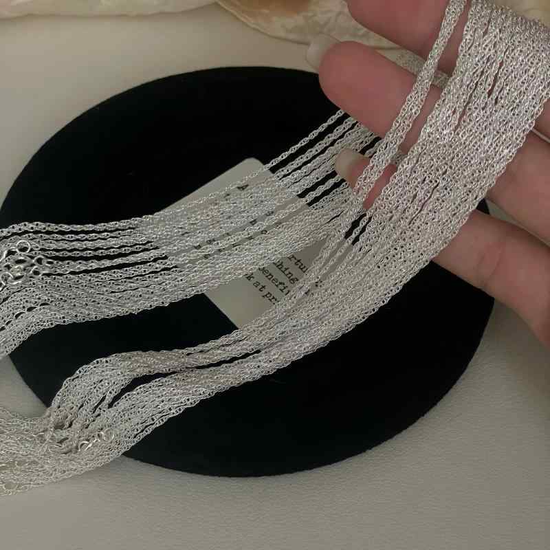 ネックレス レディース 925純銀 シンプル シルバー ツイスト 麻ロープ 高級感 鎖骨チェーン ミニマリス..