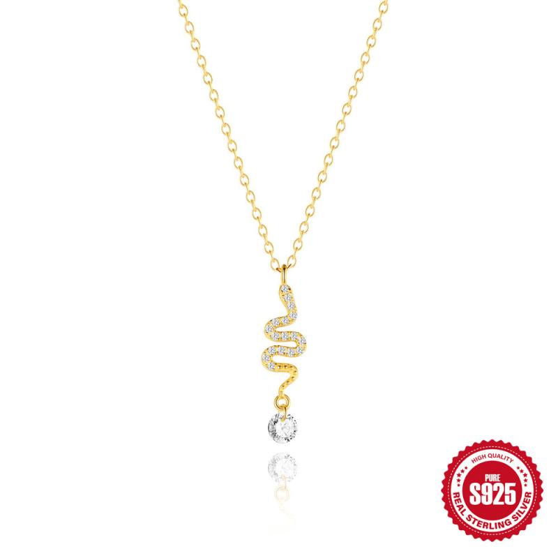 ネックレス レディース S925純銀 蛇形 高級感 ジルコニア 切り替え デザイン クリエイティブ チェーン ..