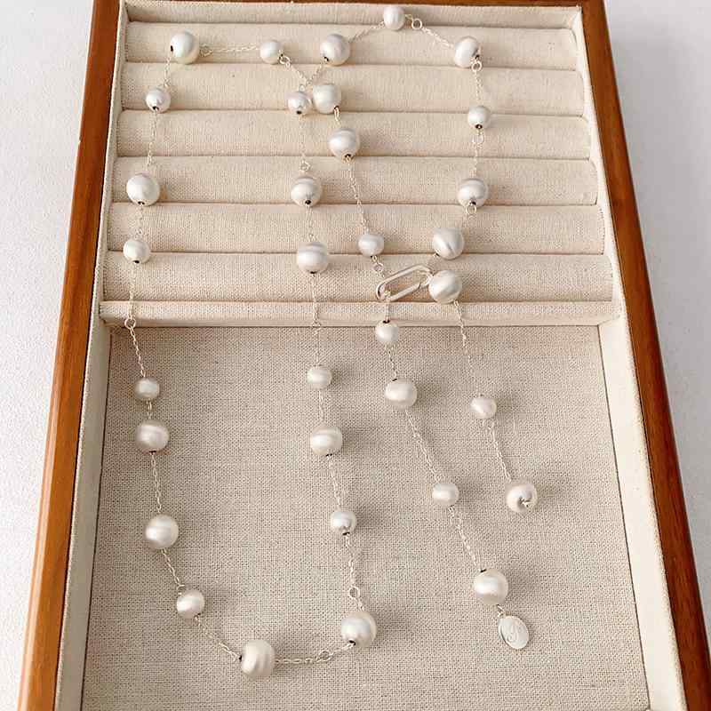 ネックレス レディース ビーズ ロングチェーン セーター 銅球 串珠 間隔 ファッション アクセサリー レイヤード シンプル コーディネート