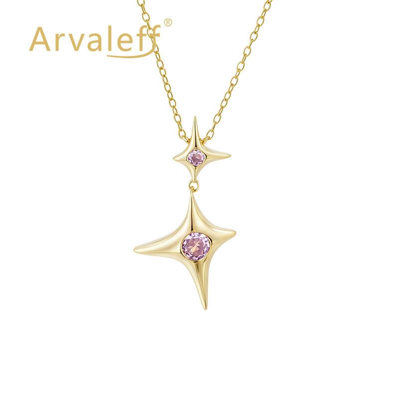 ネックレス レディース 純銀 四芒星 鎖骨チェーン 14Kゴールド ジルコニア ファッション アクセサリー 日常使い シンプル デザイン 高級感 輝き スタイリッシュ コーディネート ギフト ラッキーアイテム