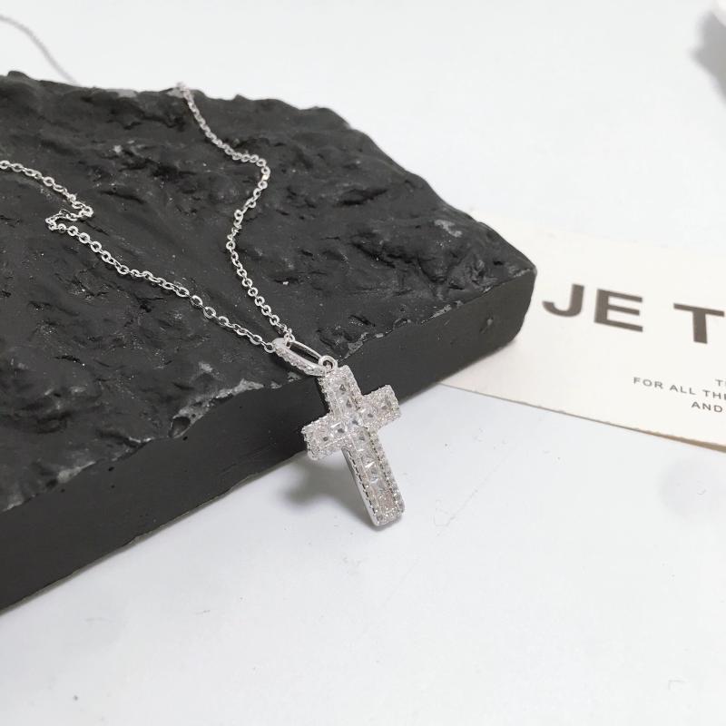 ・素材: シルバー・加工: ダイヤモンドインレイ・形状: ジオメトリック型・チェーンスタイル: O字チェーン・ペンダント素材: 925シルバー・長さ: 41cm-50cm・色: ホワイトゴールド・純度: 925シルバー・トレンド要素: クロ...