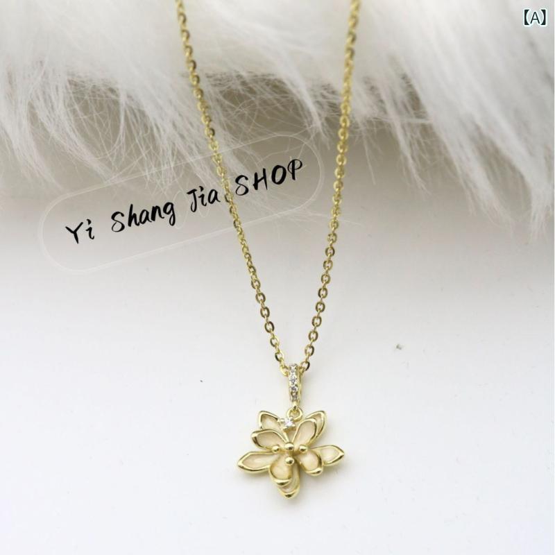 ネックレス レディース 蓮花 ペンダント 純銀 素材 鎖骨 チェーン 優雅 デザイン 気質 スタイル 百搭 ..