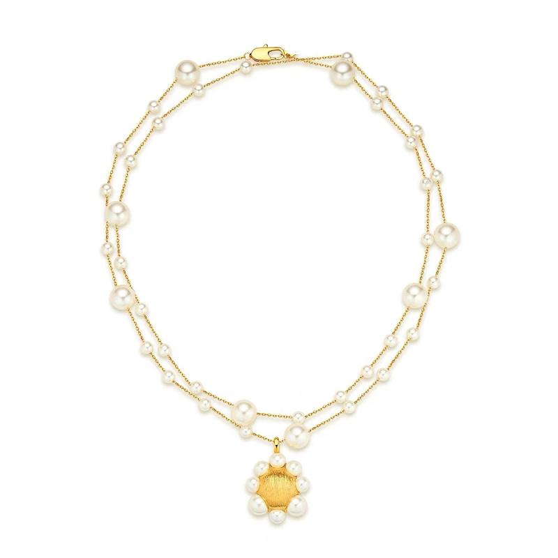 ネックレス レディース 海花パール ロングチェーン ワイヤー加工 アレンジ自在 アクセサリー 日常使い 華やか デザイン ジュエリー ギフト向き シンプル エレガント レイヤード コーディネート