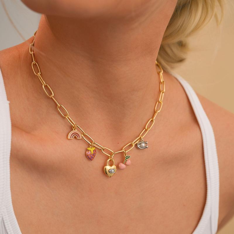 ネックレス 男女兼用 欧米風 シンプル ニッチ コーディネート カジュアル カラフル ペンダント 電気メ..