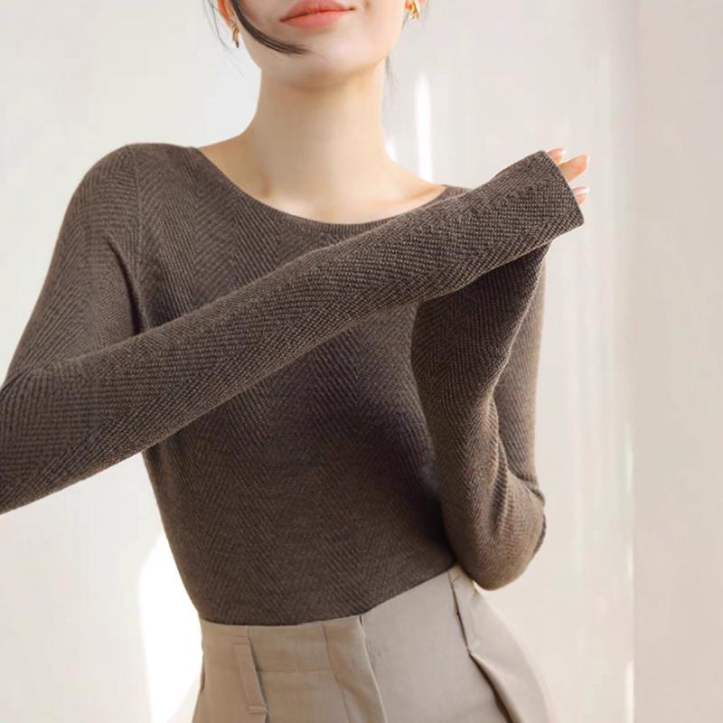 レディース ニットセーター 秋冬 羊毛 シンプル 立体 水波紋 デザイン 軽量 暖か トップス セーター ウール ニット 波状 模様 暖房 インナー レイヤード