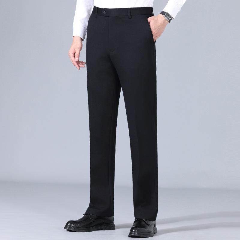 Rakuten - 秋冬 メンズ 厚手 ニットパンツ 中高年 ノーアイロン ストレート 高級 ウール スラックス カジュアル 直筒 休闲
