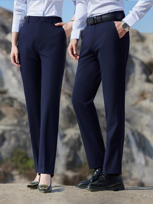 Rakuten - メンズ スラックス ビジネス 通勤パンツ 銀行員 プロパティ管理 ストレートレッグ ルーズフィット ロングパンツ ロイヤルブルー ネイビー フォーマル 仕事着 イメージアップ