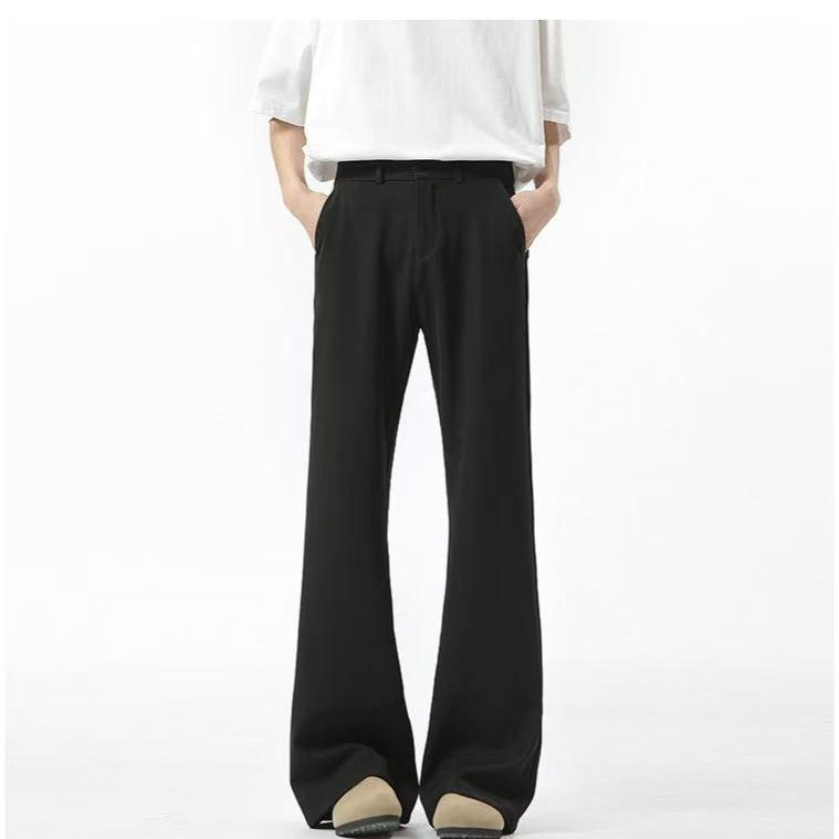春夏 メンズ 長ズボン 微フレア 床引きパンツ 伸縮ウエスト カジュアル 細身 日常使い 汎用 軽量 吸湿..