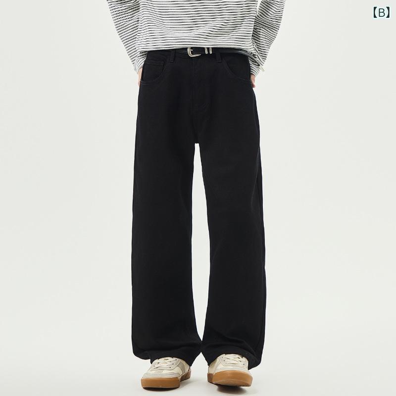 メンズ 秋冬 デニムパンツ ストレッチ 厚手 暖か 通勤 ゆったり ストレート 高級感 カジュアル ロングパンツ