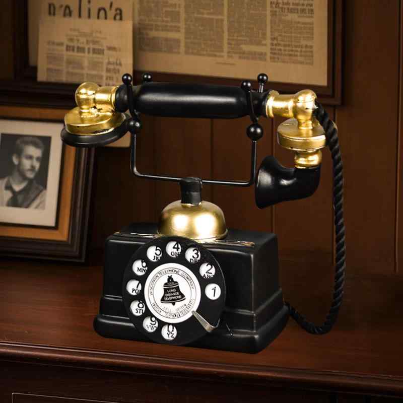 レトロ 古風 電話 置物 カフェ バー 店舗 ショーウィンドウ 装飾 インテリア 樹脂 工芸品 デスクトップ..
