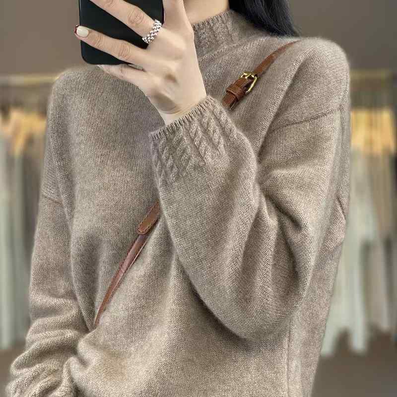 ・素材: ウール95%以上・カラー: ベージュ,キャメル,キャラメル,パープル,ミントグリーン,エメラルドグリーン・サイズ: M,L,XL,XXL・シルエット: ルーズ・着丈: 50-65cm・襟型: ハーフハイネック・袖型: ストレート・袖丈: ロング・厚み: 厚手・デザイン要素: ソリッドカラー・加工: 熱定型・前立て: プルオーバー・スタイル: 通勤,エレガント・性別: 女性・対象年齢: 成人