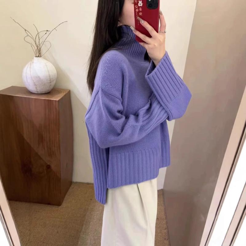 ニットセーター レディース ハイネック ルーズ 厚手 ゆったりシルエット ウール ベースレイヤー リラックス風 インナー ニットトップス 秋冬 暖かみ ゆったりフィット 日常使い