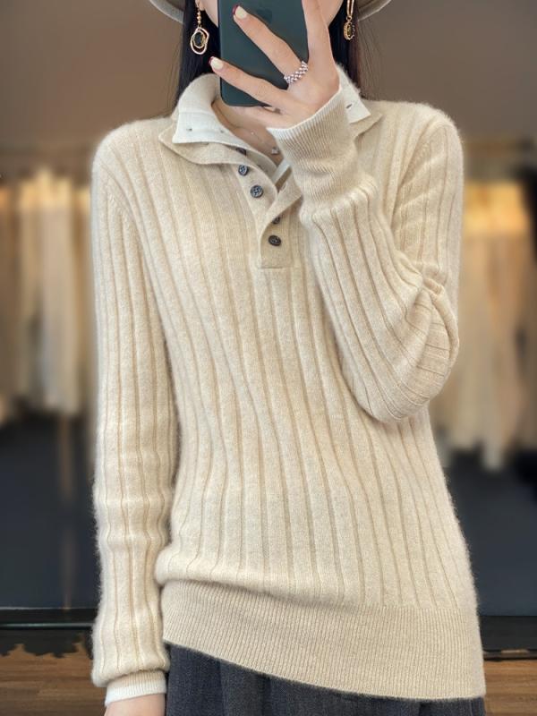 秋冬 レディース セーター ニット ゆったり ハーフネック フェイクツーピース ウール 外出着 インナー 針織 上衣 打底 套頭 半開領 羊毛衫 毛衣 宽松 外穿 假两件 针织打底上衣