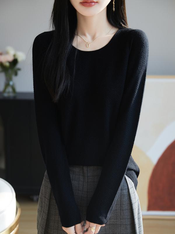 レディース 春秋 羊毛 ニットセーター 薄手 修身 ラウンドネック 波紋デザイン インナー トップス スリ..