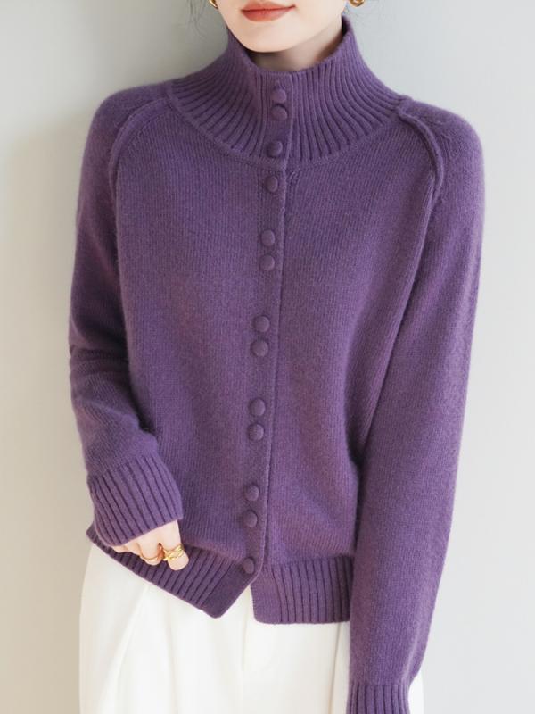 ・素材: ウール混紡・主素材: ウール 30-50%・副素材: ナイロン 50-70%・厚み: 厚手・スタイル: カーディガン・フィット: ルーズ・袖タイプ: ラグランスリーブ・襟: ボタン襟・袖丈: 長袖・装飾: ボタン・着丈: ミドル丈 50-65cm・加工: ノンアイロン・カラー: 赤,ピンク,グレー,紫・サイズ: M 40-52.5kg,L 52.5-62.5kg,XL 62.5-75kg・着用方法: プルオーバー・前立て: シングル多ボタン・カテゴリ: ニット