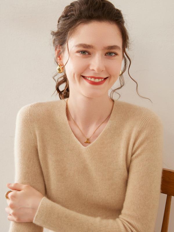 秋冬 レディース ニットセーター Vネック プルオーバー 羊毛 修身 スリム インナー トップス 接触冷感 吸湿速乾 軽量 デザイン ベースレイヤー 女性用 針織 服 レイヤード スタイル 暖か 素材 高級感 フィット ボディライン 強調 日常使い 通勤