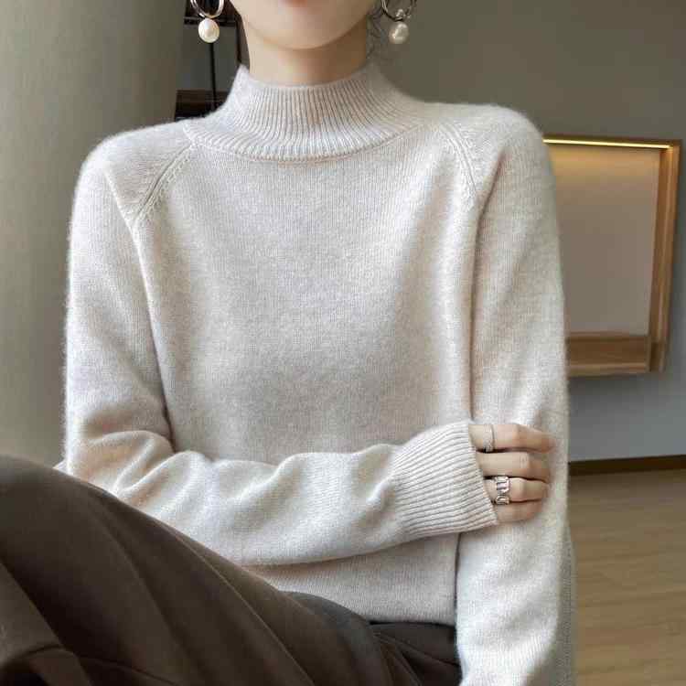 ・素材: カシミア・主素材含有率: 50%以上70%未満・柄: 無地・厚さ: 厚手・組み合わせ: 単品・スタイル: プルオーバー・シルエット: ルーズ・袖型: 直線袖・首元: ハーフタートルネック・袖丈: 長袖・着丈: ミディアム(50cm超65cm以下)・加工: 防シワ、防ピリング・デザイン要素: 3D立体パターン・色: 白、ベージュ、黒、ゴールドベージュ、ブラウン・サイズ: S、M、L、XL、XXL、XXXL・着こなし: 通勤