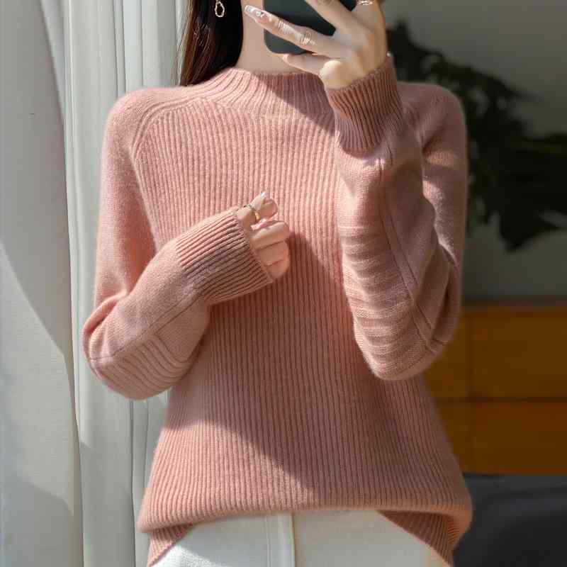 セーター レディース 厚手 ウール 半ハイネック ゆったり プルオーバー ニット インナー 秋冬 トップス 暖か レイヤード