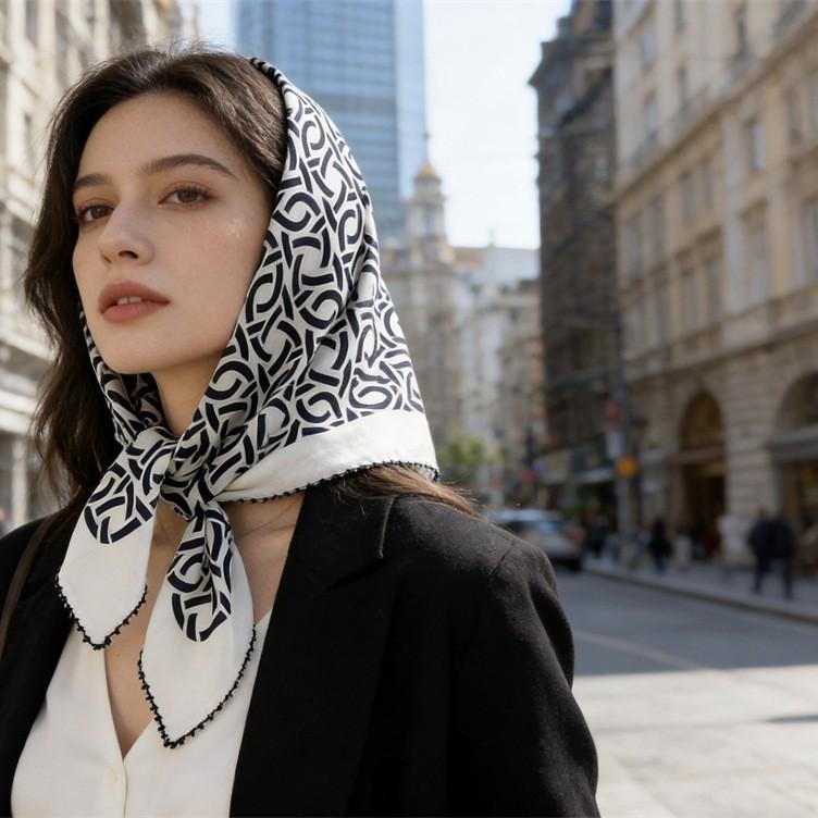 レディース スカーフ シルク100% 絹 ストール シルクジョーゼット 上品 高見え クラシック レトロ エレガント きれいめ 華やか 万能 合わせやすい 春夏