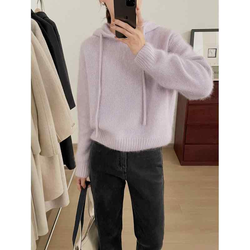 ・カラー: ホワイト,ダークグレー,パープル・サイズ: S,M,L,XL,XXL・素材: ウール95%以上・性別: 女性・対象年齢: 成人・スタイル: シンプル・フィット: ルーズ・ネック: フード・袖丈: 長袖・袖型: 標準袖・厚み: 厚手・デザイン要素: ドローコード・加工: ノーアイロン・着用方法: プルオーバー