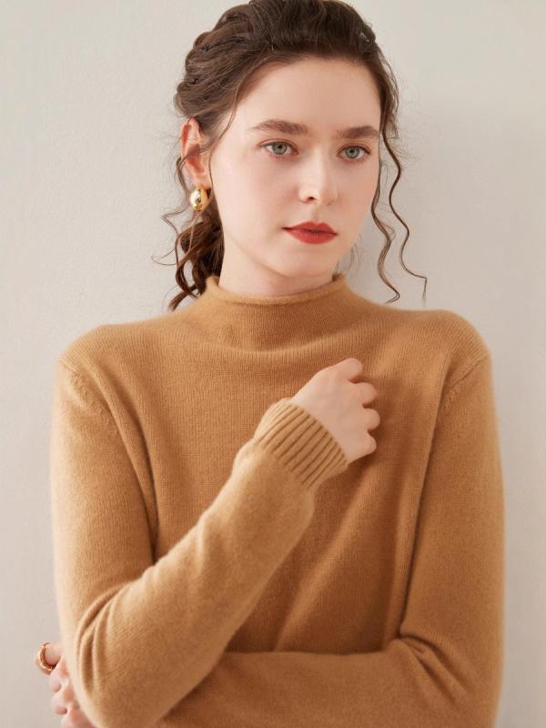 ・着丈: ミドル丈 (50cm超65cm以内)・襟型: ハーフハイネック・袖型: 通常袖・袖丈: 長袖・厚み: 厚手・ディテール: ロールエッジ・加工: ノーアイロン処理・色: ベージュ,パープル,ピンク,キャメル,ホワイト,レッド,グレー,ブラック・サイズ: M,L,XL・主素材: ウール70-80%,カシミア30-50%・性別: 女性・スタイル: プルオーバー