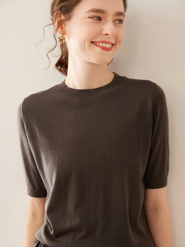 ・素材: カシミヤ・パターン: 無地・厚み: 中厚・セット: 単品・スタイル: プルオーバー・フィット: 標準・袖タイプ: 標準袖・首元: クルーネック・袖丈: 5分袖・ディテール: リブ・着丈: 普通款・加工: ノーアイロン・カラー: ベージュ,キャメル,ダークブラウン・サイズ: M,L,XL・風合い: シンプルカジュアル