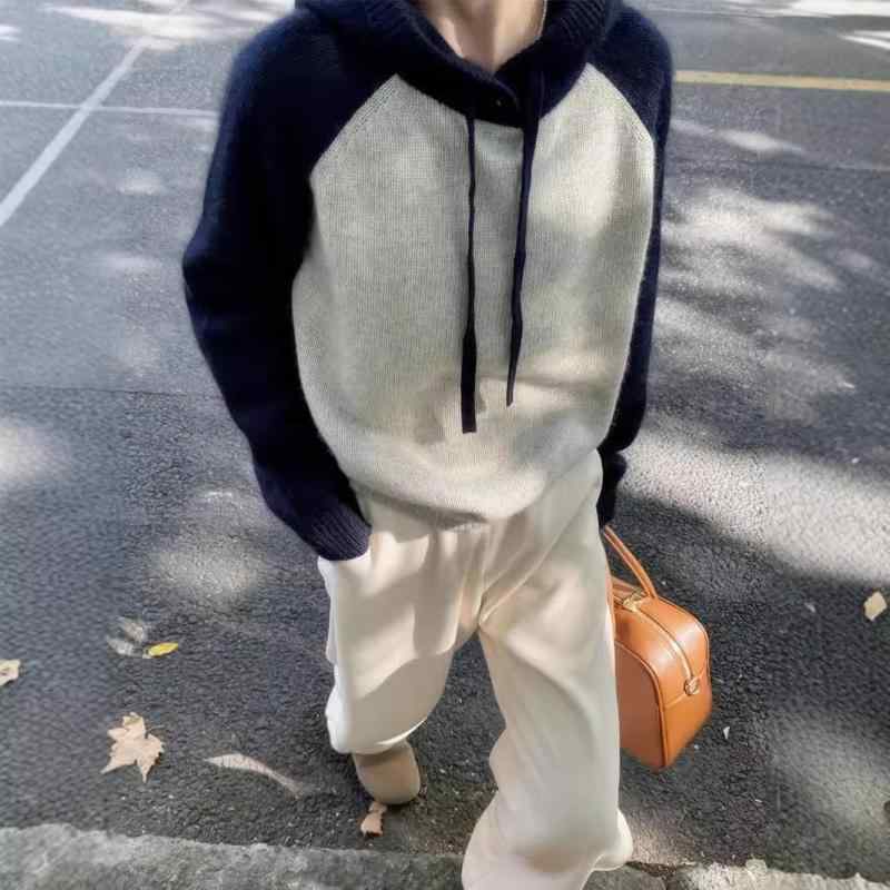 ニットセーター レディース 秋冬 フード付き 厚手 羊毛 ゆったり ルーズ デザイン トップス インナー ..