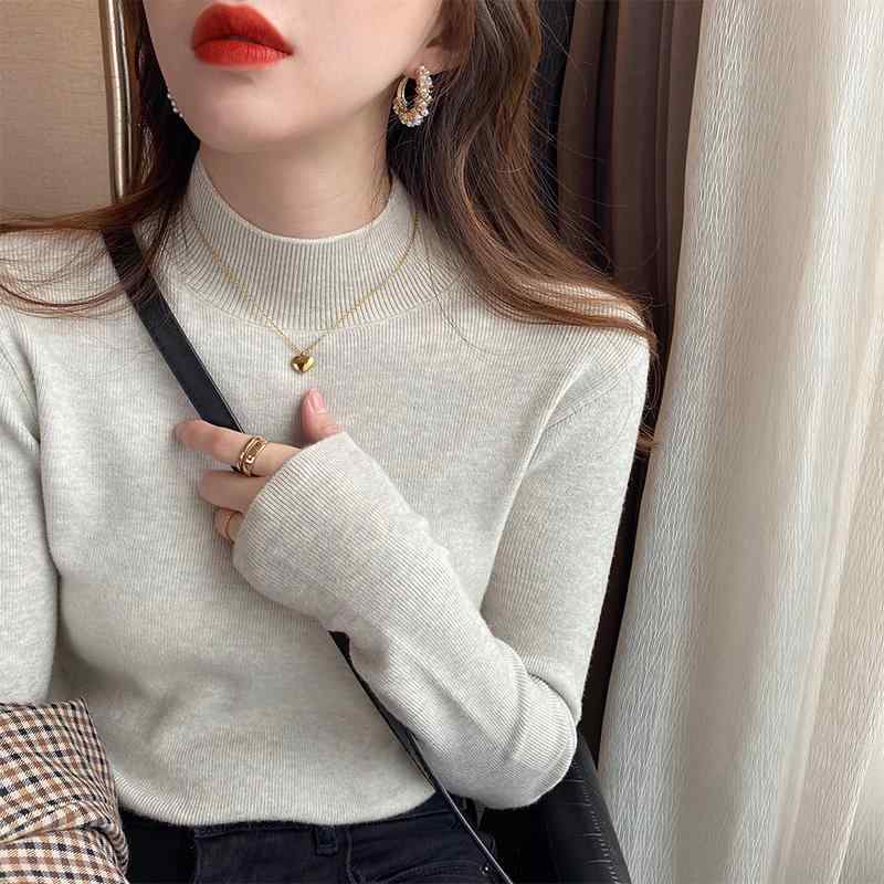 セーター レディース 秋冬 半ハイネック インナー ブラック カシミア 高級感 ニット トップス 針織 吸..