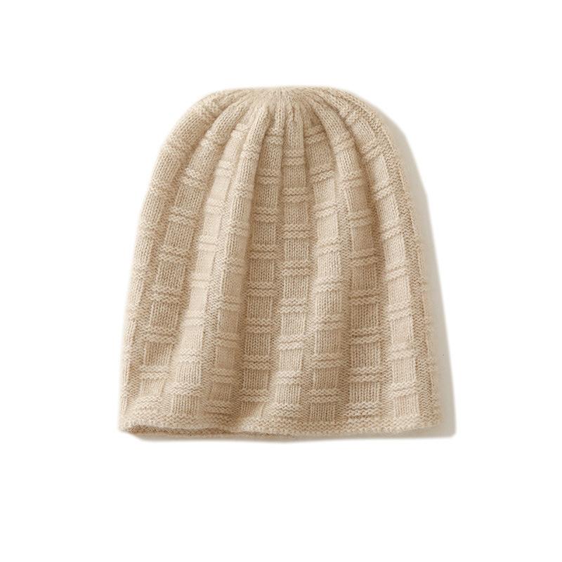 Knit Hat - 帽子 レディース カシミヤ ニット 厚手 保温 ツイスト 無地 春 カジュアル 暖か ファッション 日常使い 軽量 柔らか 高級感