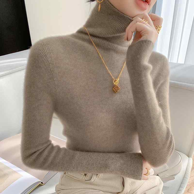 ニットトップス レディース 秋冬 カシミア ハイネック スリムフィット シームレス インナー 百搭 ボディシェイプ 接触冷感 吸湿速乾 高級感