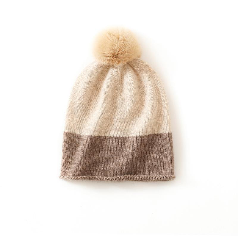 秋冬 レディース カシミヤ ニット 帽子 高級感 無地 ポンポン 厚手 保暖 カジュアル ファッション 暖か..