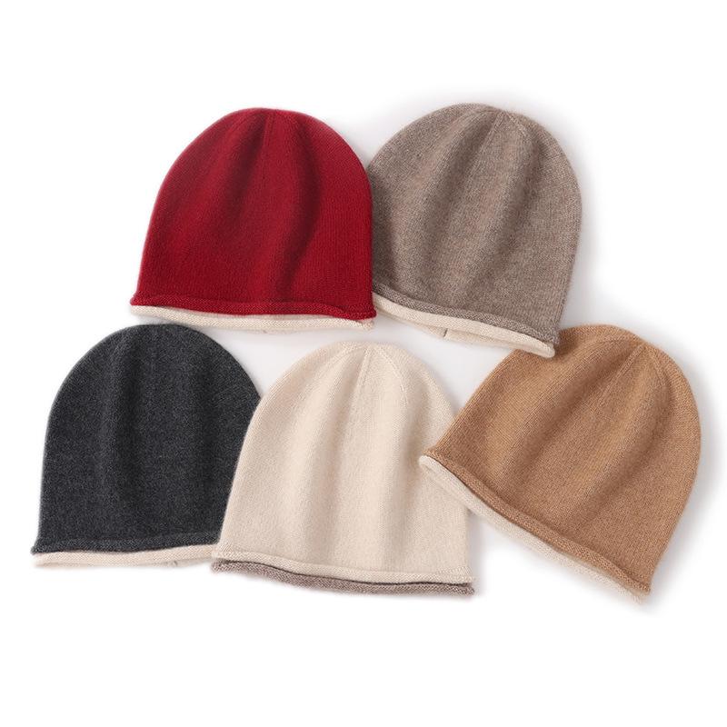 秋冬 ベビー 女の子 ニット帽 カシミア 暖か 厚手 撞色 折り返し 保暖 加厚 包頭 ビーニー 毛線帽 羊毛 帽 子供 帽子 冬用 キッズ ベビー用 汎用 百搭 かわいい デザイン スタイル
