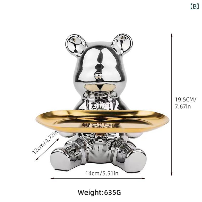 置物 クマ 貯金箱 陶器 トレイ付き 鍵収納 ...の紹介画像3