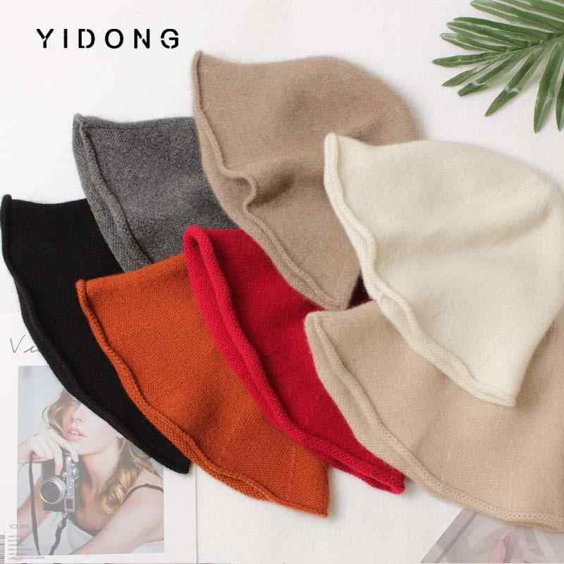 ビーニー帽 レディース 秋冬 山羊毛 厚手 ロールアップ 無地 暖か 万能 上品 おしゃれ スタイリッシュ ..