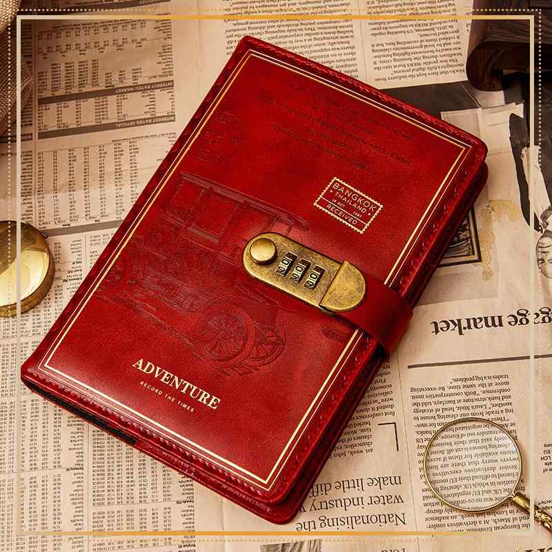 手帳 学生 レトロ 鍵付き 日記帳 厚手 個性的 メモ帳 ノート 携帯 日常 プライバシー 保護 デザイン ユ..