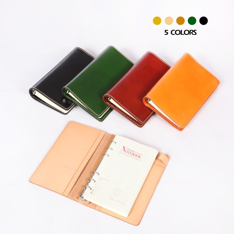 手帳 ビジネス レトロ 本革 植物タンニン革 リング式 A6 サイズ シンプル 手作り ノート メモ帳 日記本..