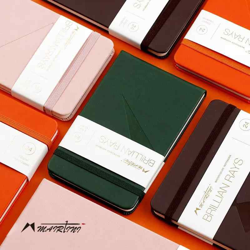 旅行手帳 水彩ノート 純綿紙 A5サイズ ポータブル 携帯ノート A6 PUカバー スケッチブック イラスト用 軽量 コンパクト クリエイティブ