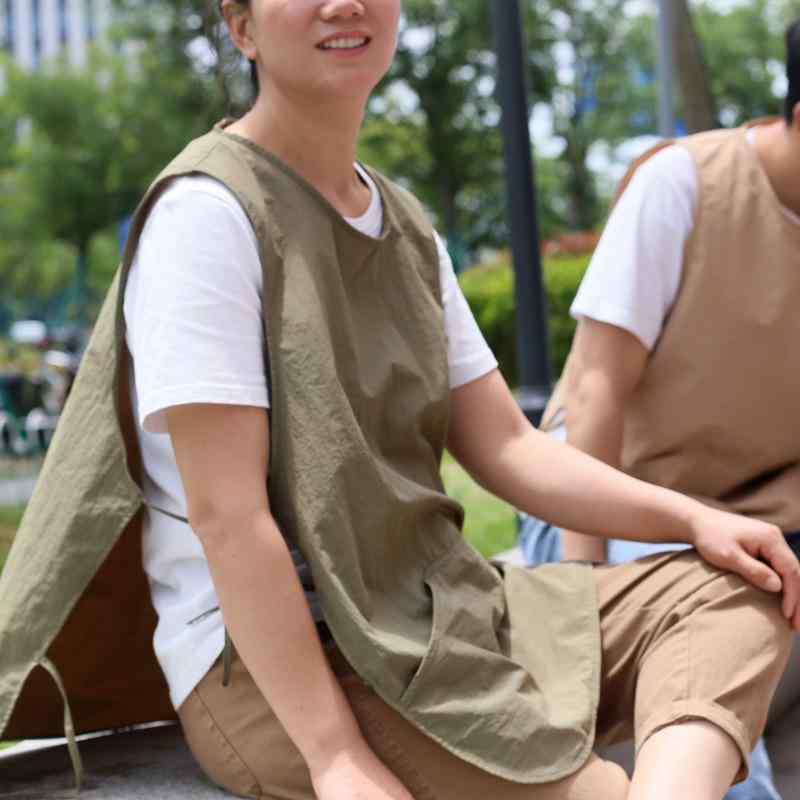 ・タイプ: 無袖エプロン・用途: 防水・素材: ポリエステル・サイズ: フリーサイズ・スタイル: モダンシンプル・柄: 無地・色: アーミーグリーン,カーキ