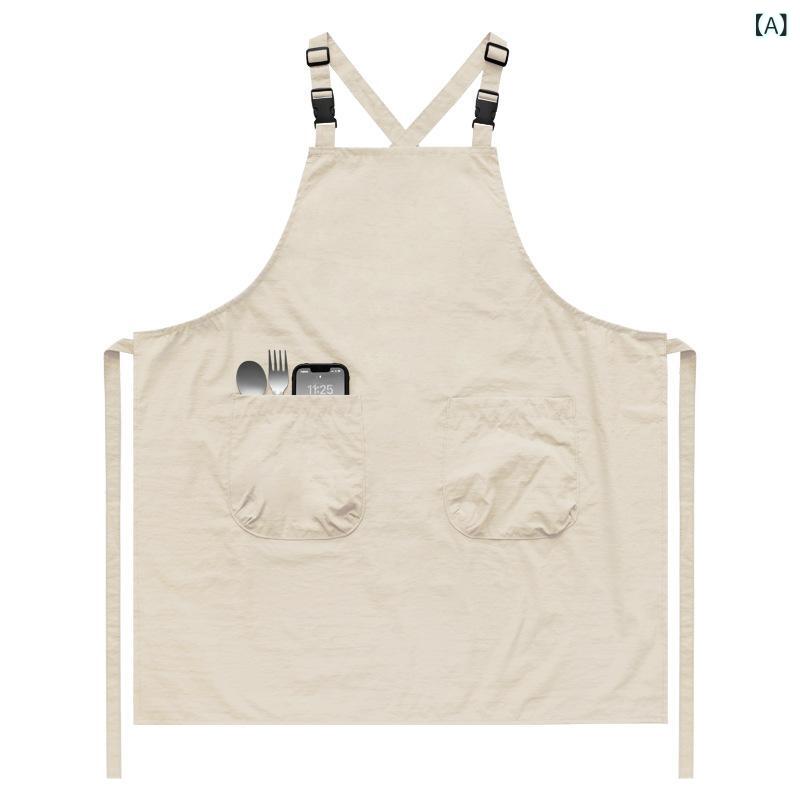 エプロン ユニセックス シンプル 撥水加工 キッチン 飲食店 ベーキング 絵画 ネイルサロン 作業着 防水 軽量 耐久性
