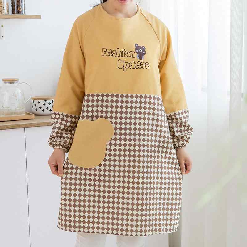 ・種類: 袖付きエプロン・用途: 防汚・スタイル: 清新・カラー: ブルー