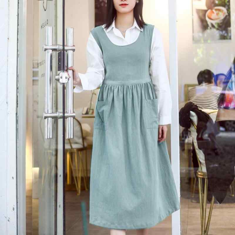 エプロン レディース 純綿 サイドタイ 大きめサイズ フランス風 ネイル 花芸 レストラン アウトドア 単..