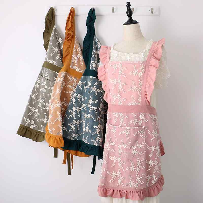 エプロン 男女兼用 かわいい プリンセススカート風 純コットン 高級感 汚れ防止 ホーム キッチン ネイル 美容 作業服 腰巻き ユース 韓国風 汎用