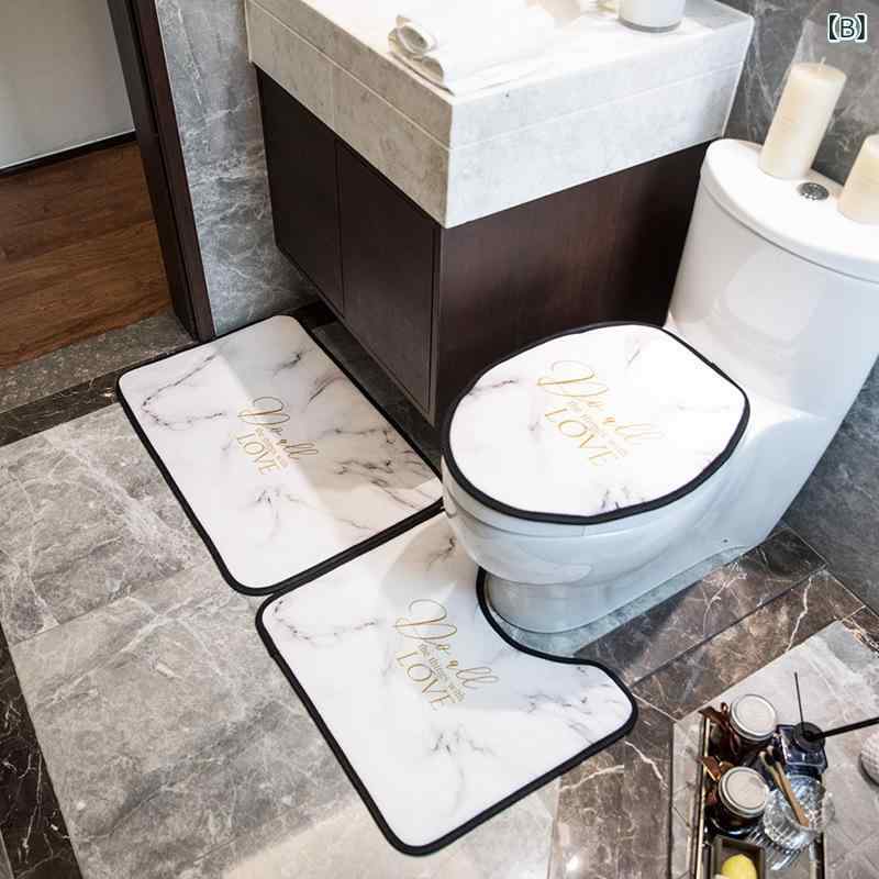 浴室マット 3点セット 防水 滑り止め 抗菌 速乾 家族用 通年 シンプル 耐久性 洗濯簡単 トイレマット 洗濯マット バスルーム フロアマット 防カビ 快適 日常使い クリーン 衛生 メンテナンスフリー 室内用 実用 ベーシック スタンダード